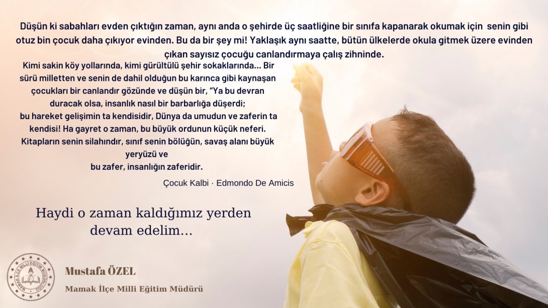 İlçe Milli Eğitim Müdürümüz Sn. Mustafa ÖZEL'in 2.Dönem Mesajı
